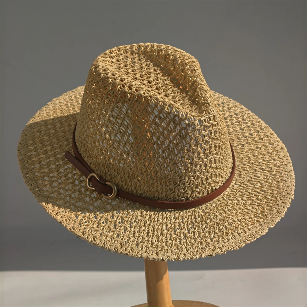 Panama Straw hat Sun Protection Hat Classic Versatile Beach Hat Openwork Woven Straw Hat Sturdy Papyrus Hat 모자 sombreros