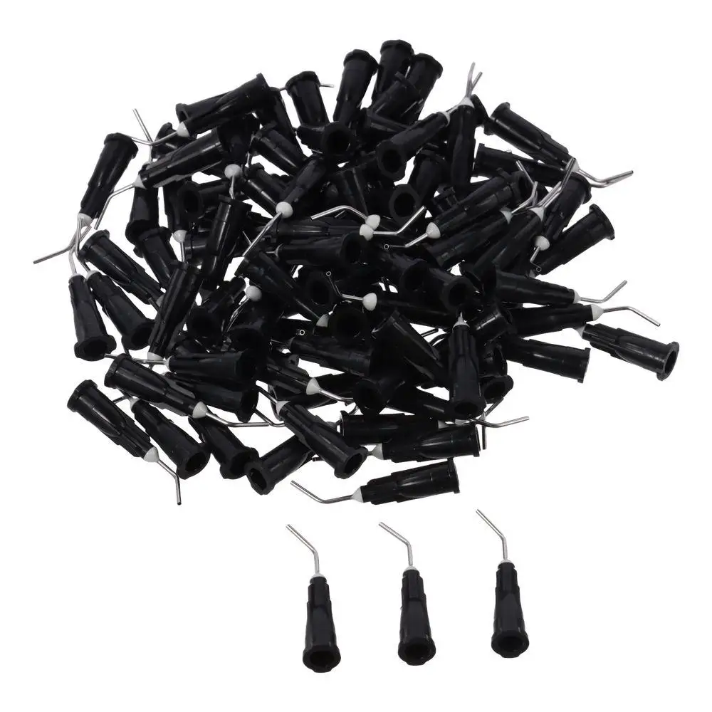 

200pcs Blunt Tip 20 Gauge Bent Dispensing Tips Black Dispensing Needles Dispensing Needle Tips