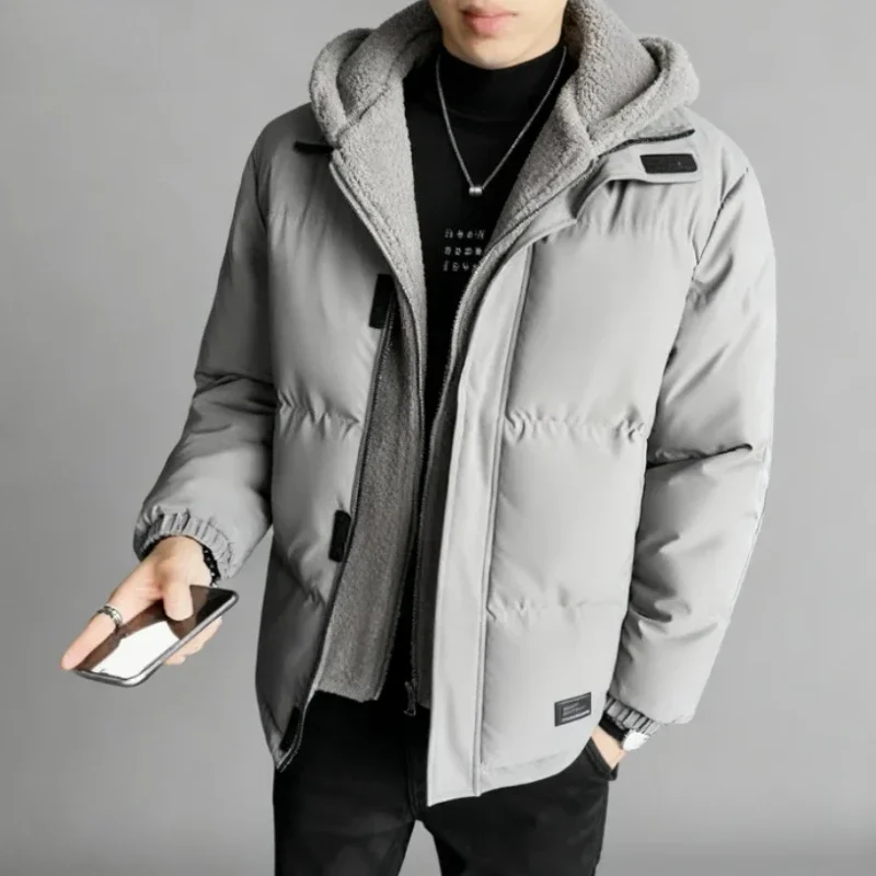 سترة قطنية عصرية جديدة للخريف والشتاء بغطاء للرأس مقاومة للبرودة، مريحة ودافئة مع قطيفة عالية الجودة للرجال #6