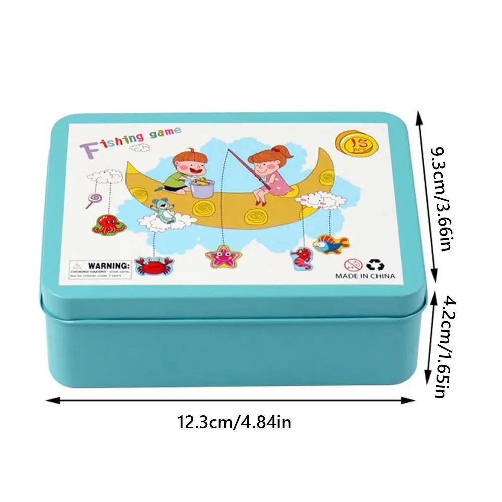 Multicolor Montessori Fishing Game Wood Metal Box Packaging Magnetic Fishing Toy Cartoon Fish Interactive Toy Educational Toy