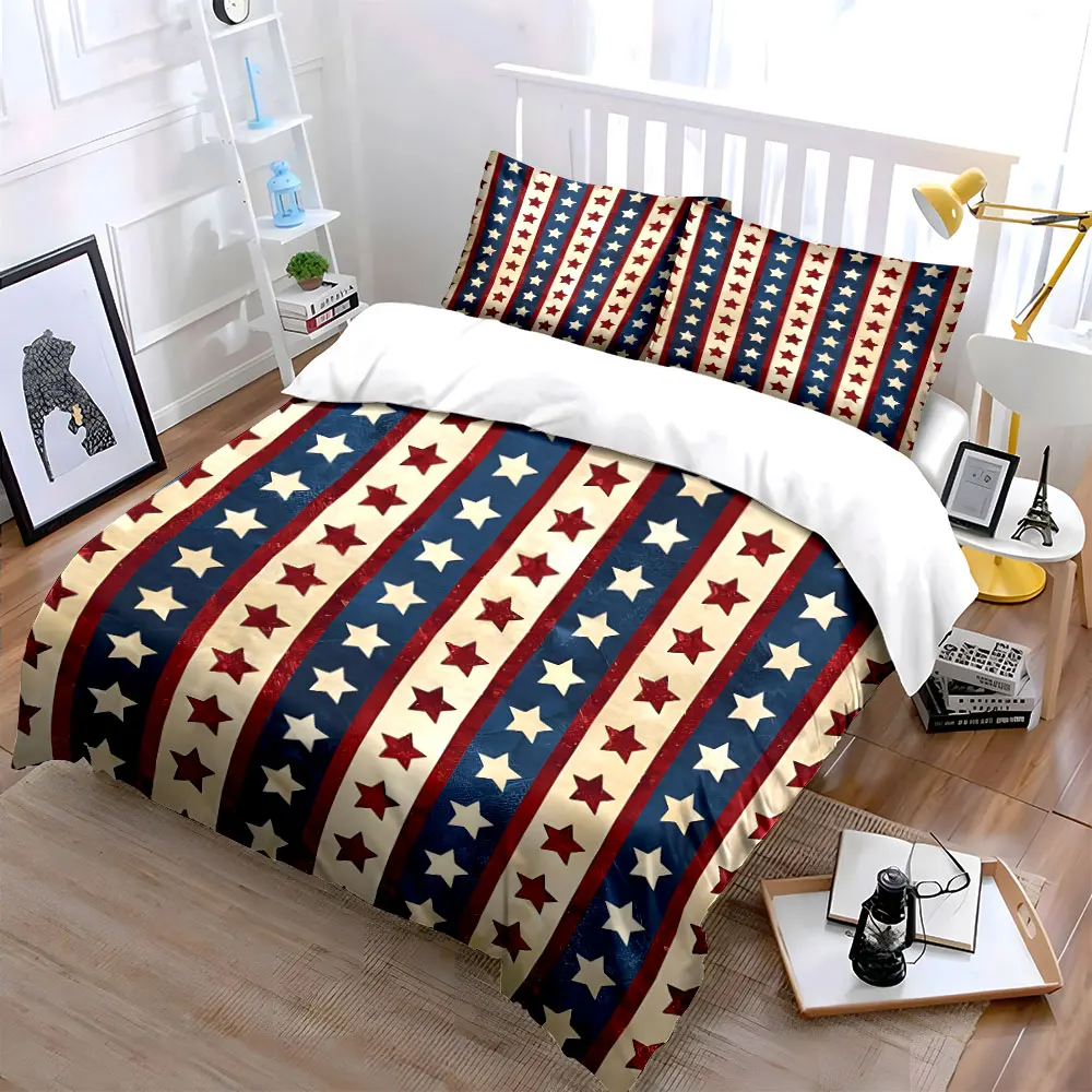 Patriotic Themed Decor Set Soft Skin-Friendly Bedding Set Includes 1 Duvet Cover And 2 Pillowcase, Gift