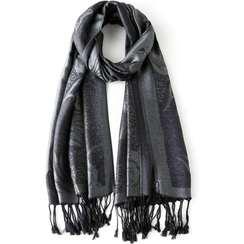 Jedwabisty szal pashmina w paisley, miękki damski szal żakardowy rave, chusta pashmina