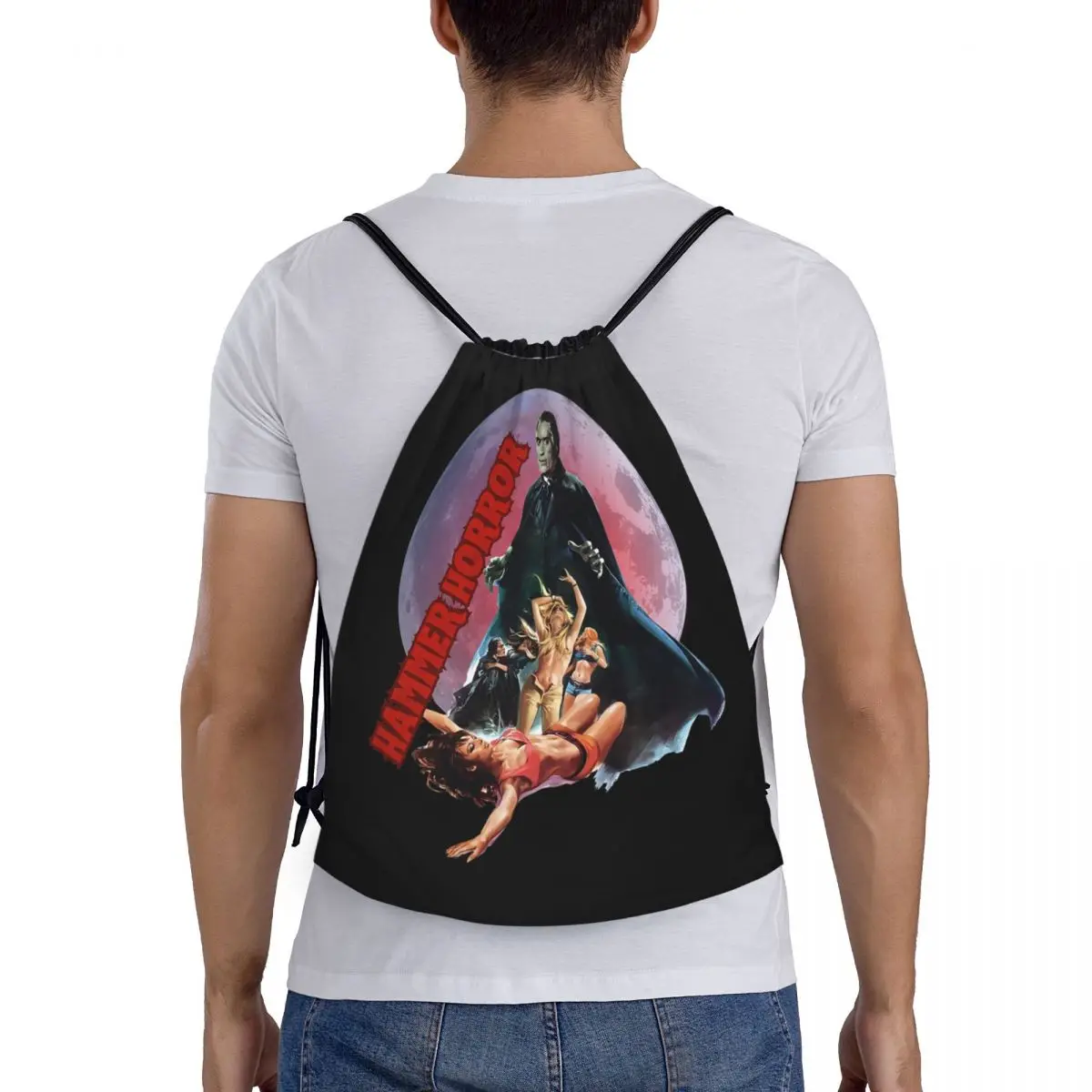 Hammer Horror Backpacks Casual Drawstring Bags Sports Bag Book Bags for Man Woman School