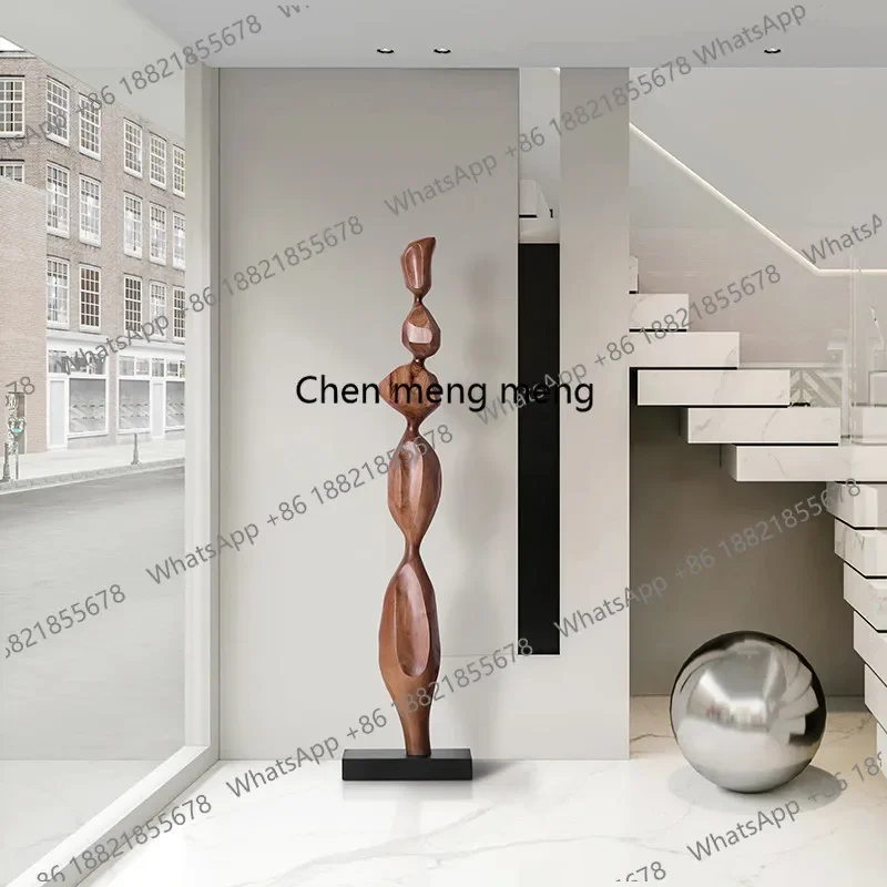 N138Solid wood sculpture artwork floor-to-ceiling ornament tea room model room living room entrance vertical height soft decorat