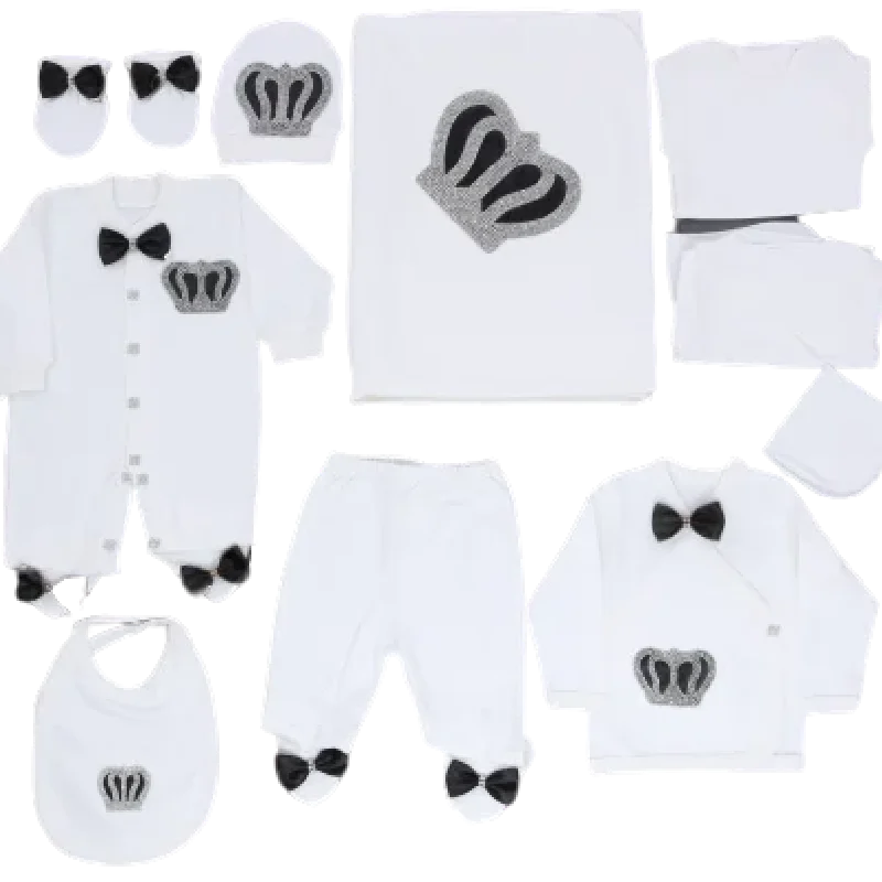 10 Pieces Black 100% Cotton Long Sleeve Bubble High Quality Long Sleeve Fabric Knitted Newborn Baby Boy Romper Set