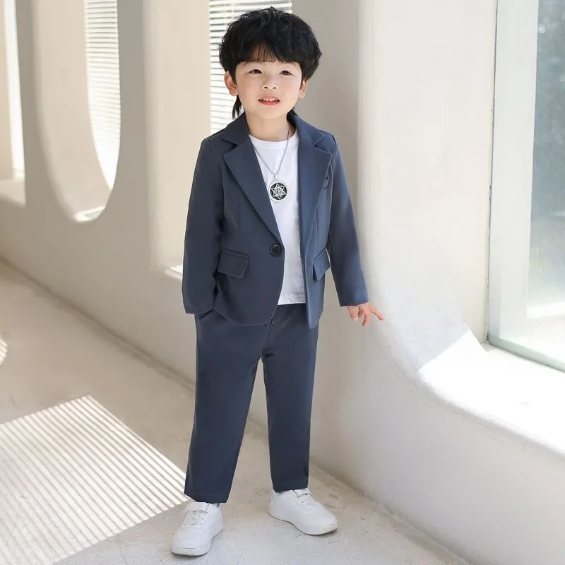 

Korean Style Boys Blazer Suit for Toddler Boys Stylish Crossover Season Formal Wear Kids Occasion Attire