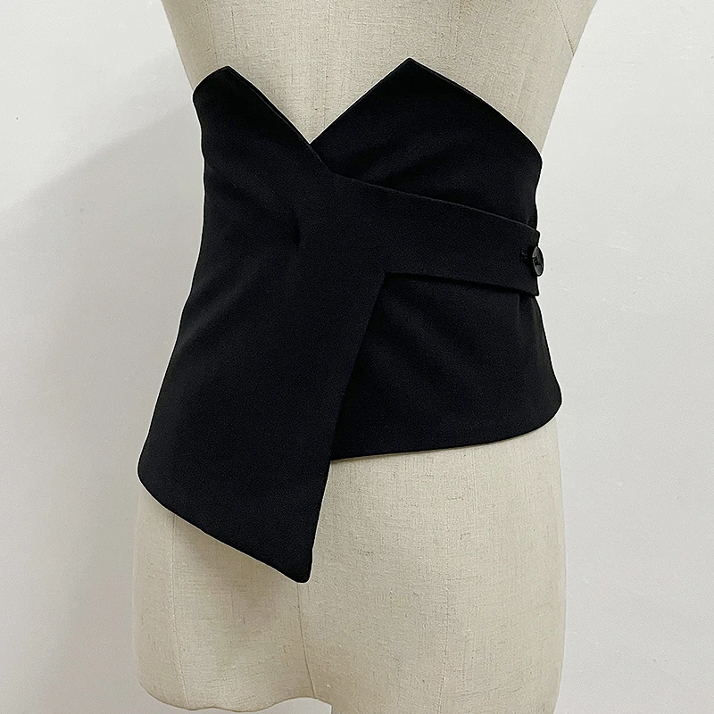 Runway moda donna tessuto nero Cummerbunds vestito femminile corsetti cintura cinture decorazione cintura larga TB2987