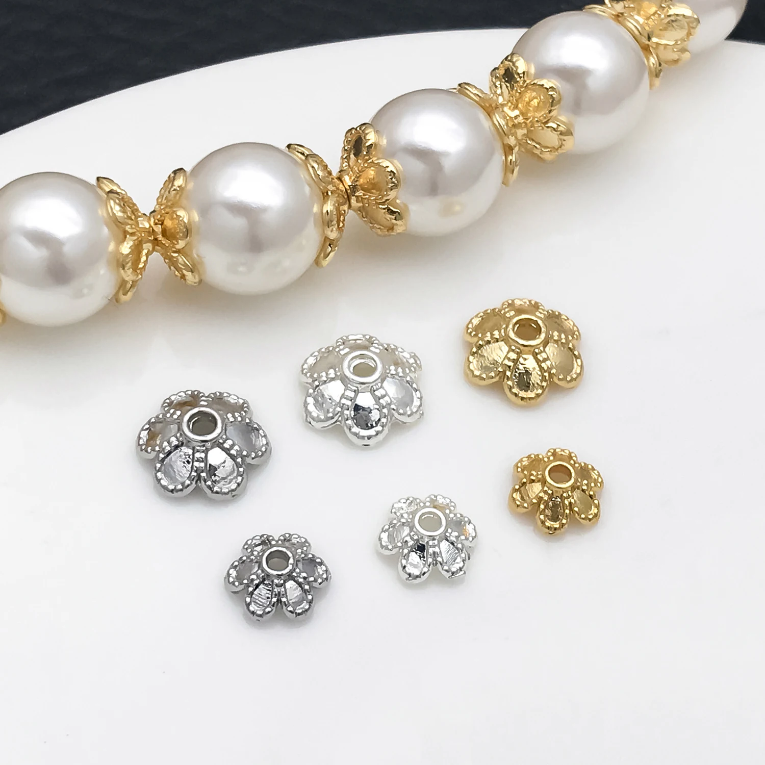 Bead Cap Flower - 10 Stück 6/8 mm 18 Karat
