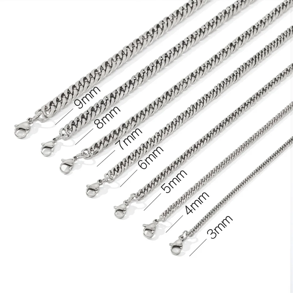 Punk-Stil Doppelt Gewebte Sechseckige Kubanische Kette Edelstahl-Halskette Basis Hip-Hop Herren-Halskette Mode-Schmuck-Accessoires – Detail 4