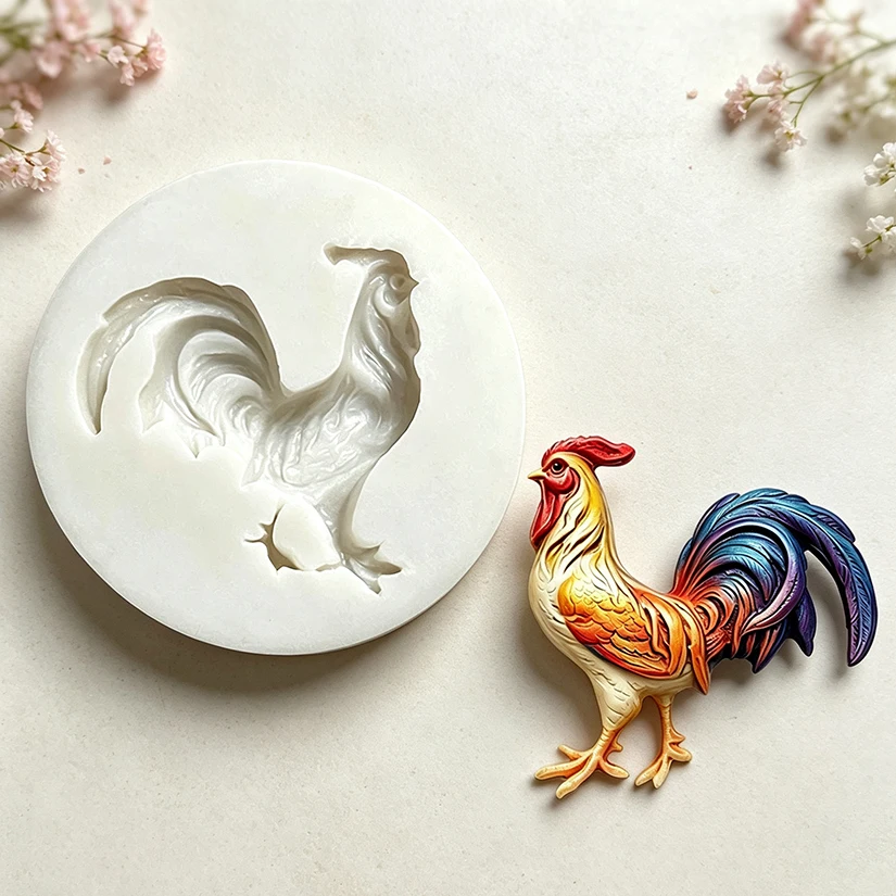 Rooster Silicone Sugarcraft Mold Chocolate Cupcake Topper Baking Fondant Cake Decorating Tools