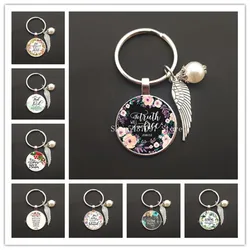 new fashion bible verse key chains handmade glass key ring scripture quote faith jewelry women men christian gifts