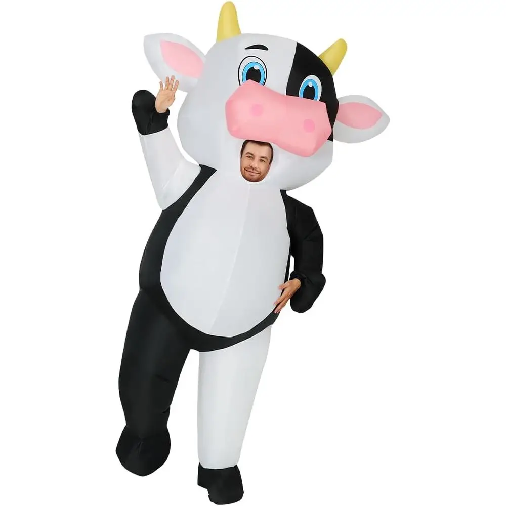 

Iatable Cow Costume for Adluts Blow up Halloween Costumes Men Women 72IN Funny Blow up Cow Costume for Halloween Party Cos