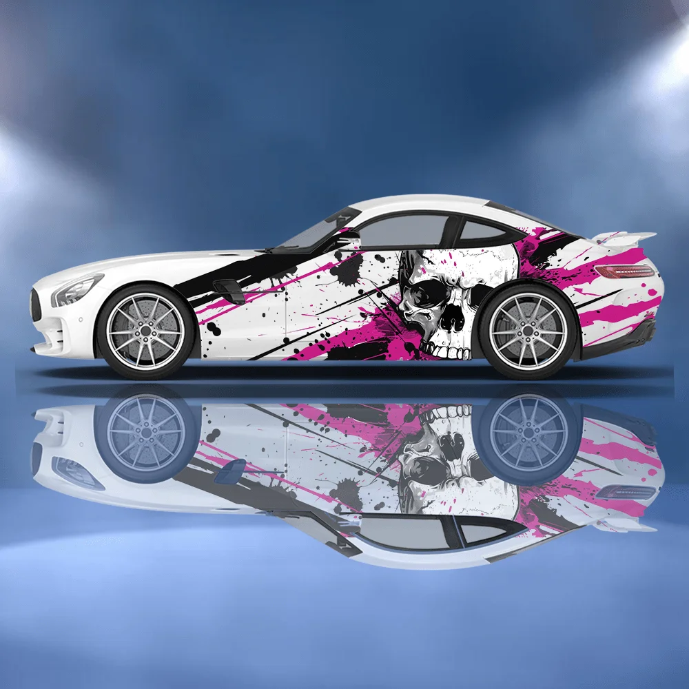 

Lines Crazy Splash Out Skull Car Vinyl Wraps Decal Self-adhesive PVC Sticker Suitable for Trucks SUV Decoration Auto Accessories