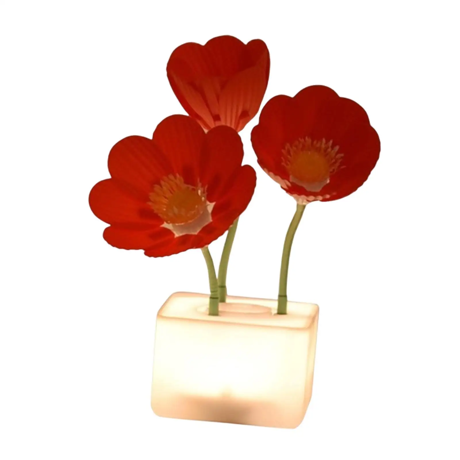 

Automatic Flower Night Light Birthday Gifts Room Decor Bedroom Adjustable 3 Level Brightness Lighting Rechargeable Bedside Lamp