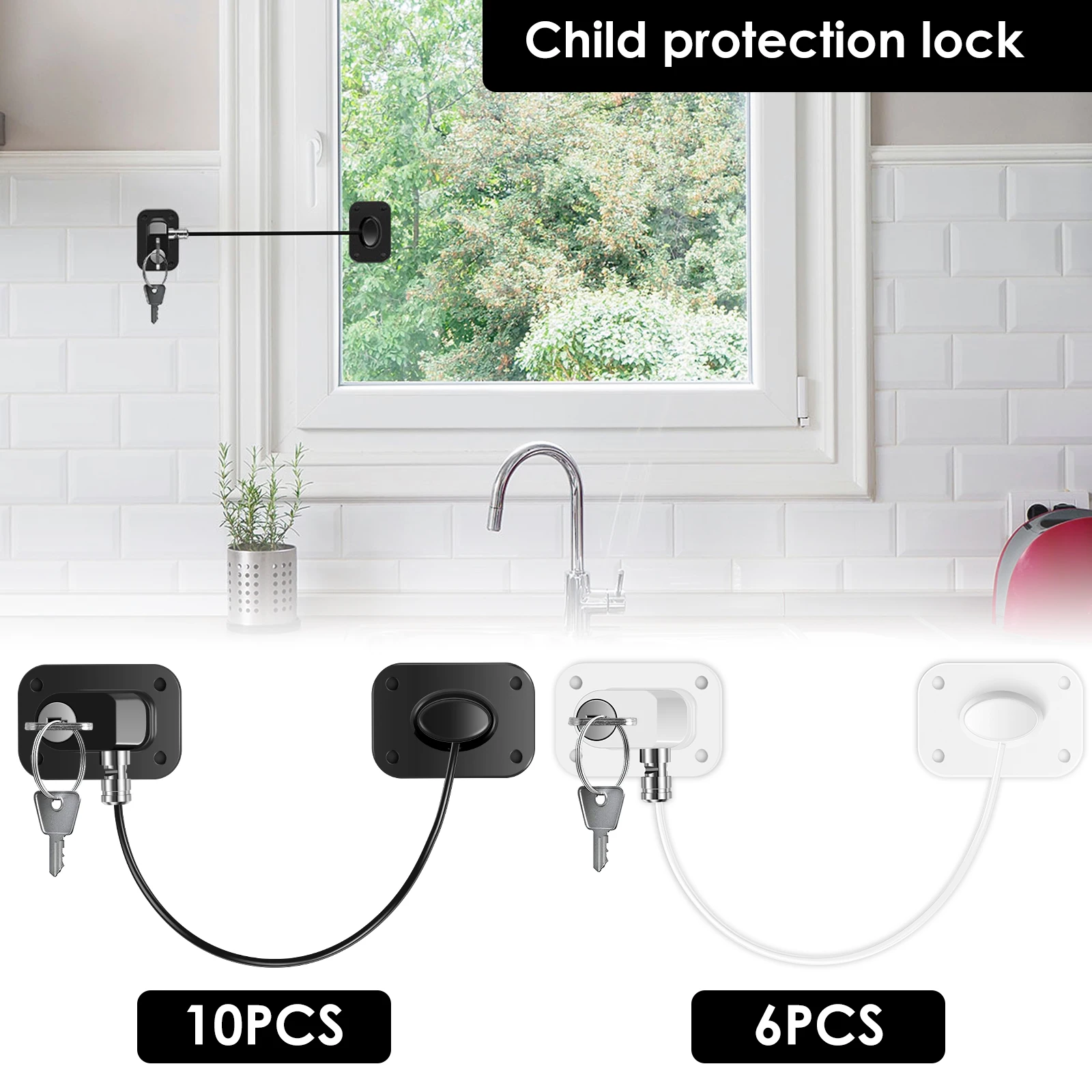 10/6Pcs Freezer Lock Child Proof Refrigerator Lock with Key Self Adhesive Fridge Lock Combo Child Safe Freezer Door Lock