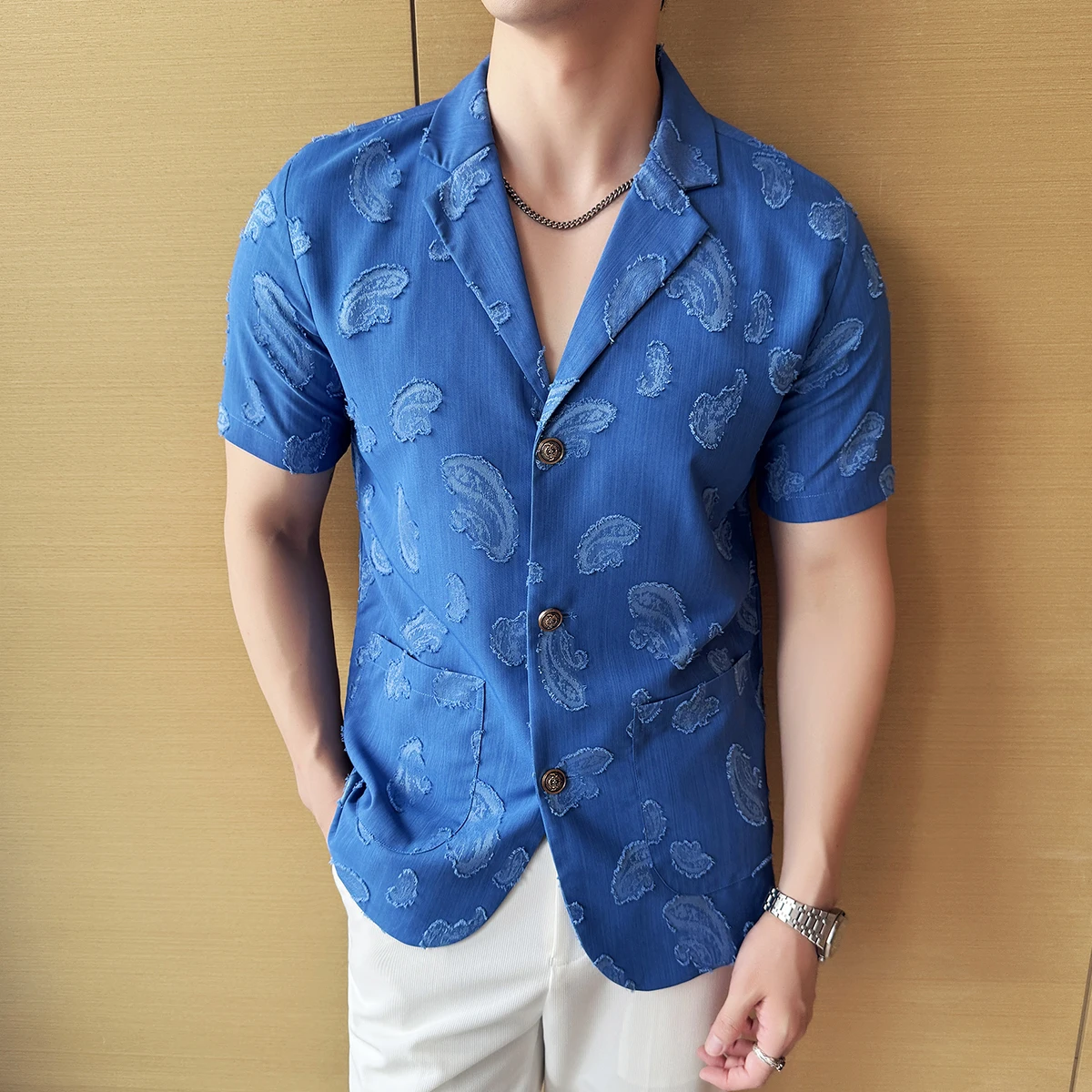 Summer Thin Ice Silk Without Lining Suit Coats 2025 New High-end Fashion Jacquard Casual Social Shirt Coat Men Clothing 4XL-M