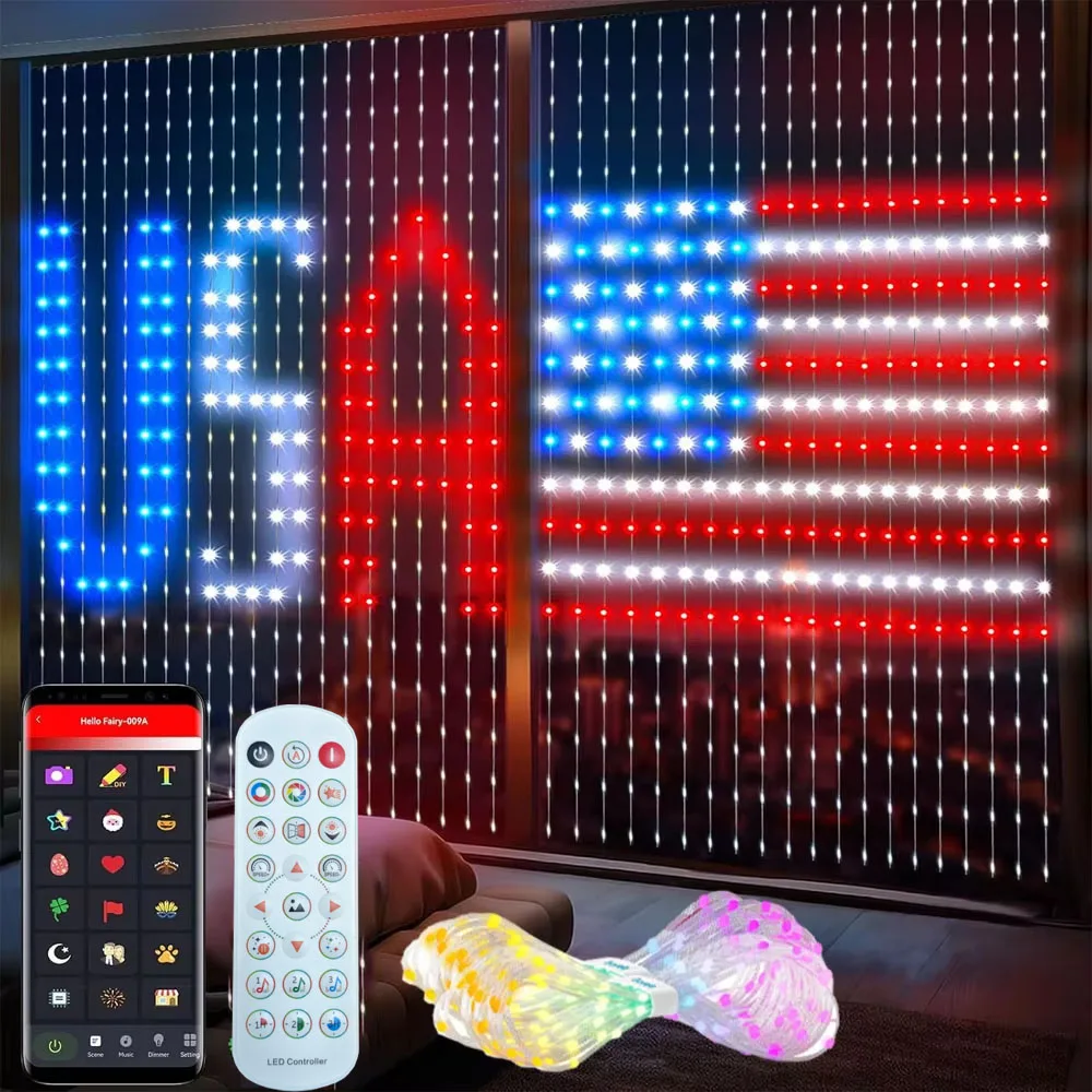 aiスマートカーテンライト-400led-室内-色変更ライト-音楽同期-ダイナミックdiy-バレンタインデー-パーティー装飾-ホリデー-ウェディング用