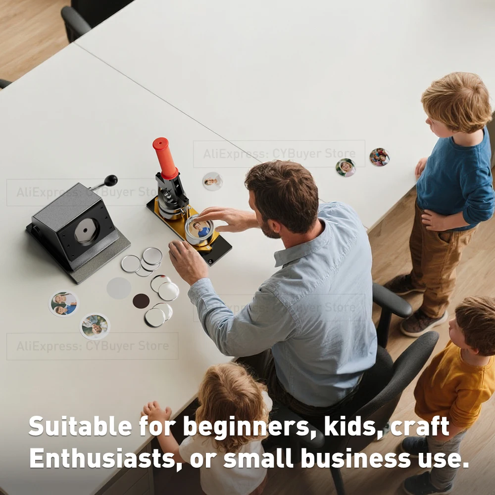 Pin Maker, Badge Punch Press, Button Maker Machine, Magnet Maker Machine, DIY, 1 Press Machine, 2.28in(58mm), Bottle Opener