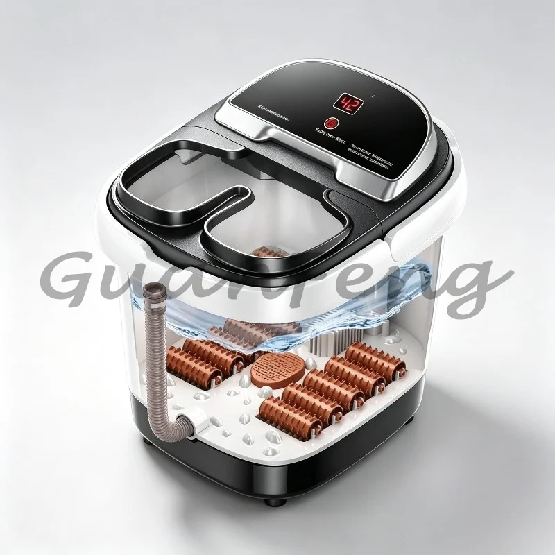 Automatic Heating Massage High‑Depth Foot Soaking Bucket, Over‑Calf Foot Wash Basin for Household Foot Spa Daily Relax Use
