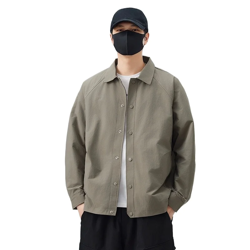 

Spring New Men's Jackets Loose Japanese Long Sleeved Shirt with Lapel Jacket Casual and High-end Men's Coat Men Clothing Fashion