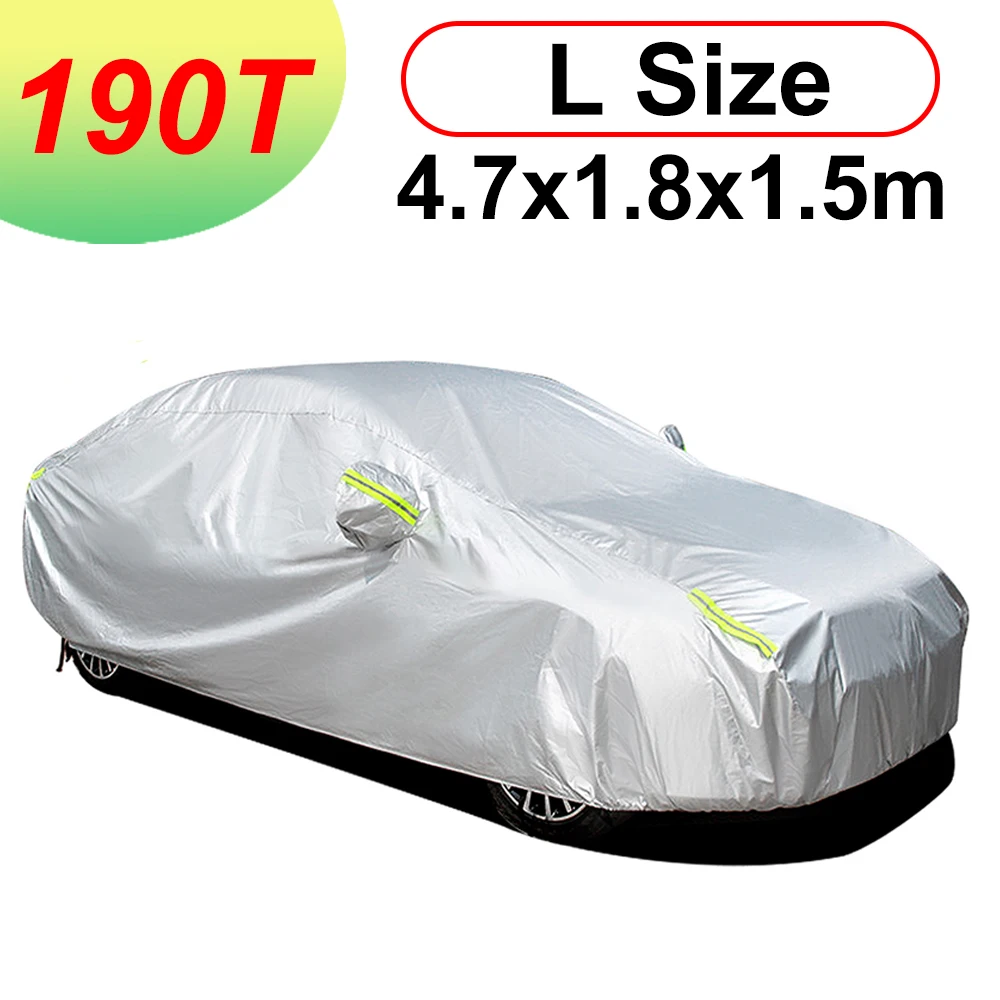 

4.7x1.8x1.5m 190T Car Full Cover Outdoor Protection Full Exterior Snow Sunshade Dustproof Universal for Hatchback Sedan