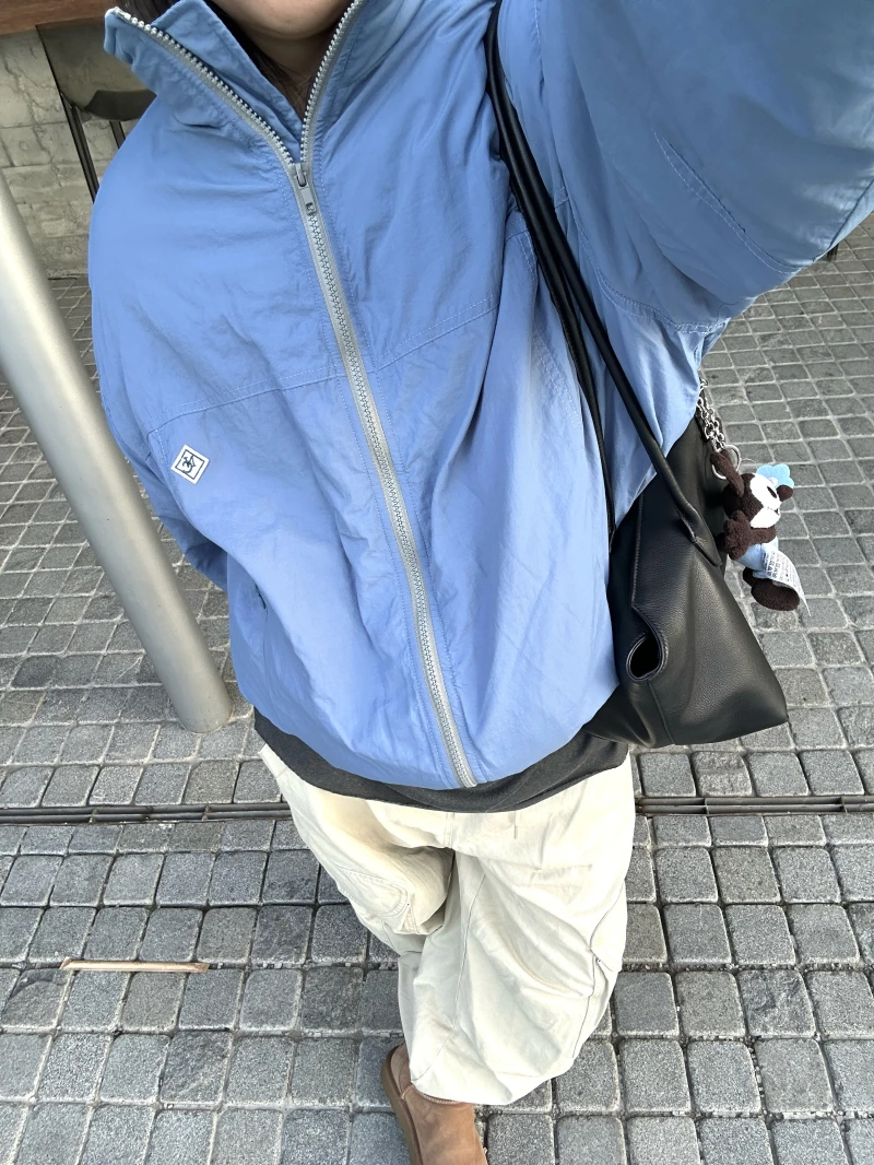 

Ультралегкая синяя хлопковая куртка-бомбер на зиму с воротником-стойкой, повседневная верхняя одежда, антивозрастная, на молнии, с длинными рукавами