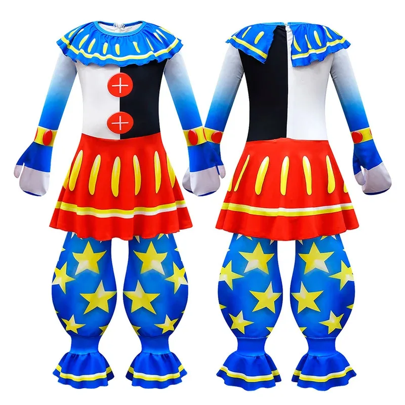 Sundrop Moondrop Boss Clown Dress Mask Jumpsuits Carnival Cosplay Anime Halloween Costume for Kids Mask Cartoon Clothes Disguise