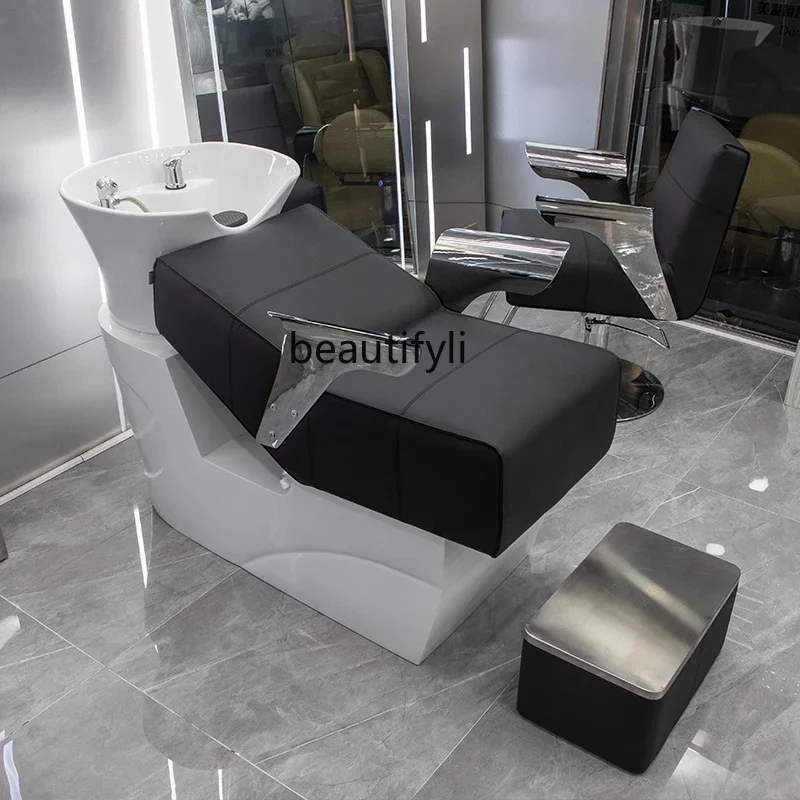 

Hair Salon Shampoo Chair Flushing Bed Barber Shop Thai Lying Completely Ceramic Basin Half Lying