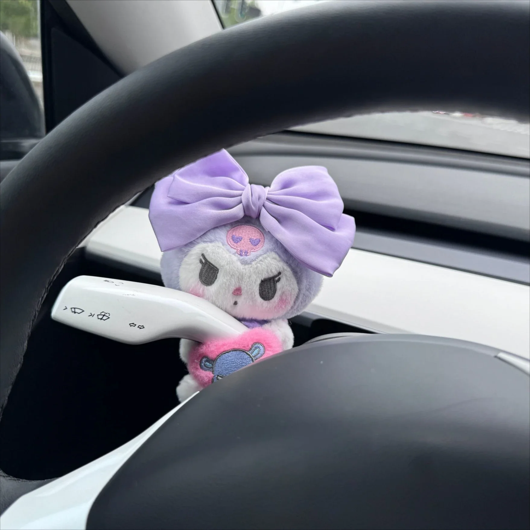 Sanrio Kuromi Car Cute Plush Hand Gear Decoration Rearview Mirror Pendant Seat Belt Shoulder Cover Cartoon Car Accessories