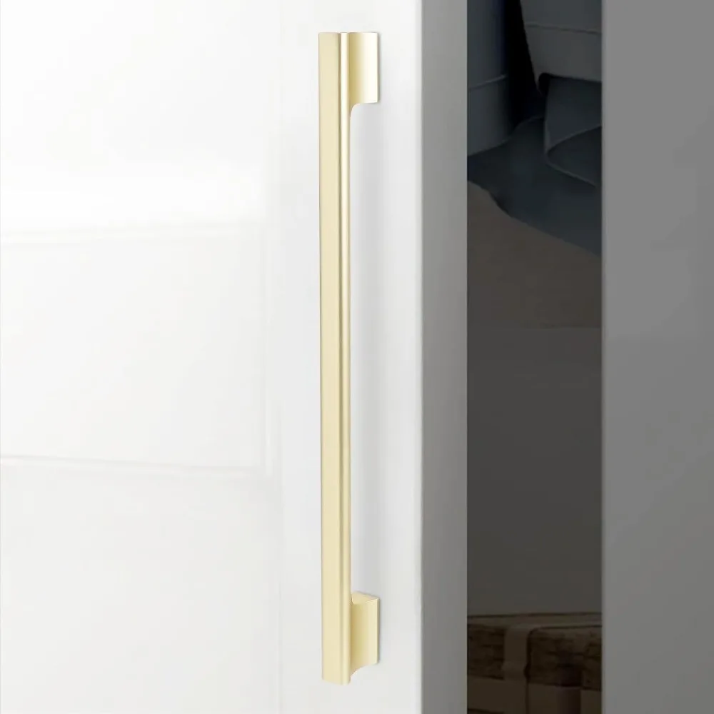 مقابض خزانة المطبخ المصنوعة من النحاس المصقول مقاس 15 بوصة - درج ذهبي حديث يسحب للخزائن والخزائن