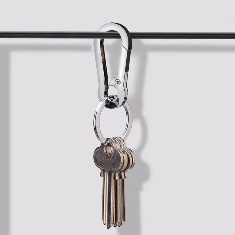 New Men Stainless Steel Horseshoe Buckle Climbing Keychain Anti-lost Buckle Hanging Fashion Key Ring Car Decoration Gift