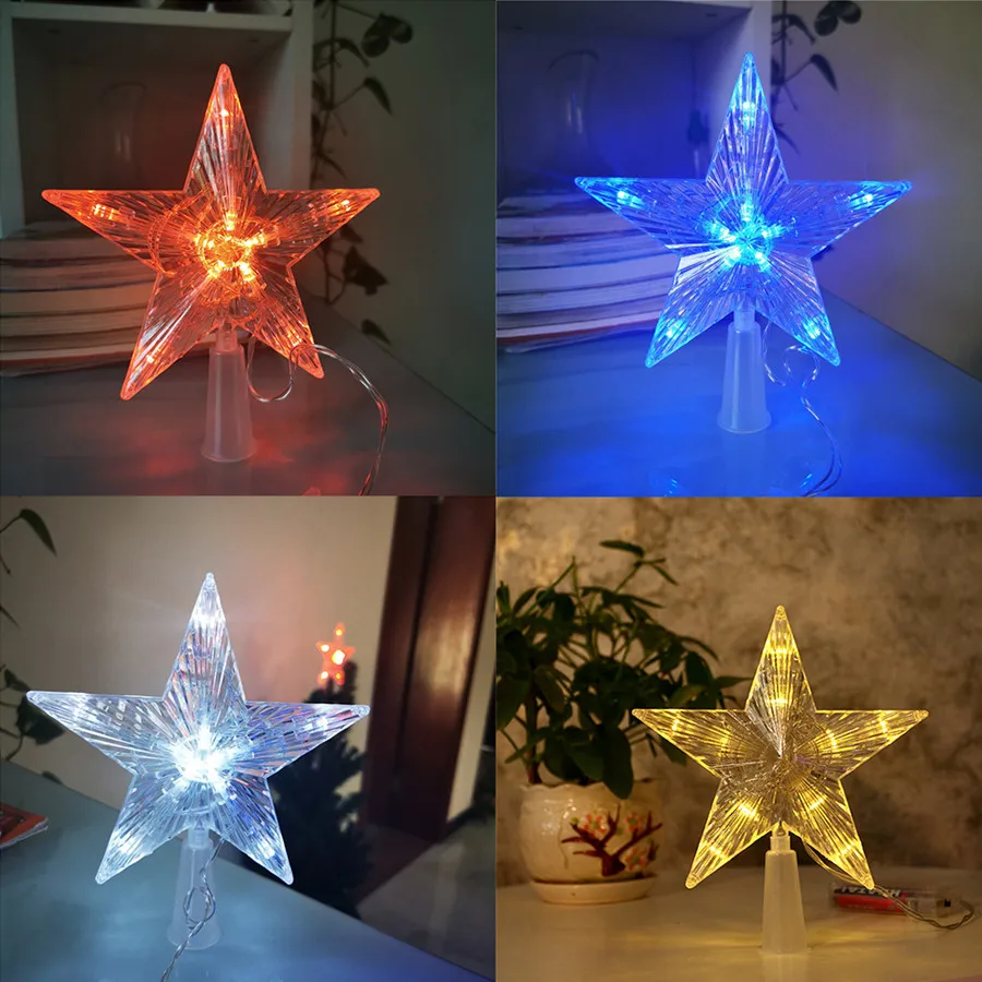 

PAMNNY LED Christmas Tree Top Five-pointed Star Light 220V EU Plug Fairy Garden Lights Garland for Home Party Wedding Decoration