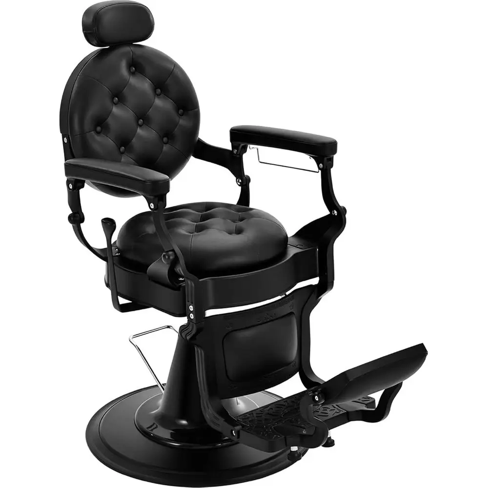 

Sturdy Hydraulic Reclining Barber Chair for Salons, Ideal for Haircuts, Shampoos, and Styling