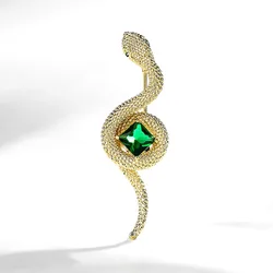 Exquisite Crystal Snake Shaped Brooches Metal Enamel Animal Design Lapel Pins For Women Men Fashion Jewelry Accessories Gift