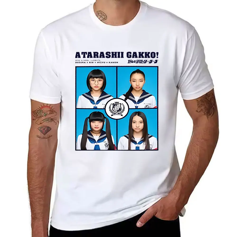 Men's Cotton T-Shirt ATARASHII GAKKO! New School Leaders Suzuka Rin Mizyu Kanon Print Casual Tee
