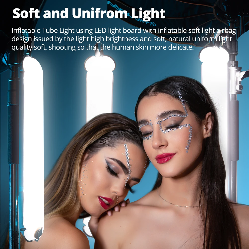 Ambitful GC12 Bi-Color Inflatable Tube Light, 12W 2500mAh, 2700K-6500K CRI 95 TLCI 96, Dimmable Handheld LED Photography Light