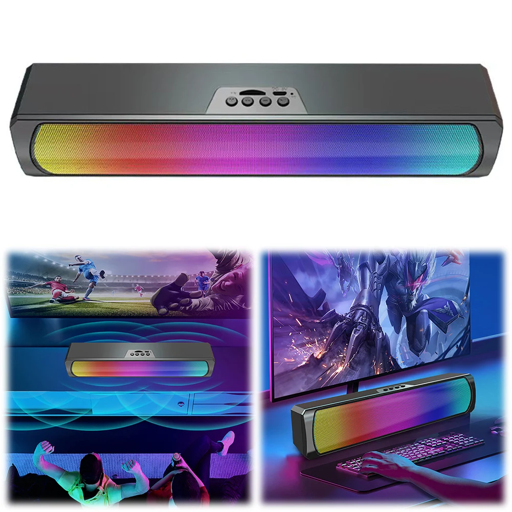 PC Sound Bar RGB Bluetooth-Compatible 5.0 Speaker Stereo Subwoofer Gaming Speaker Surround Sound Soundbar for Desktop Laptop PC