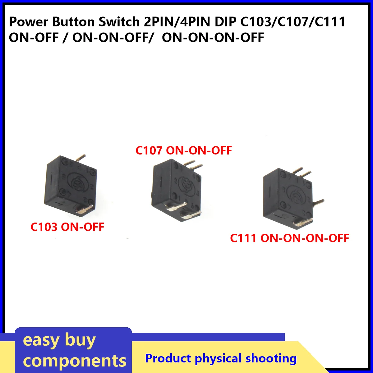 5PCS Power Button Switch 2PIN/4PIN DIP  ON-OFF / ON-ON-OFF/  ON-ON-ON-OFF  For Flashlight Electric Torch