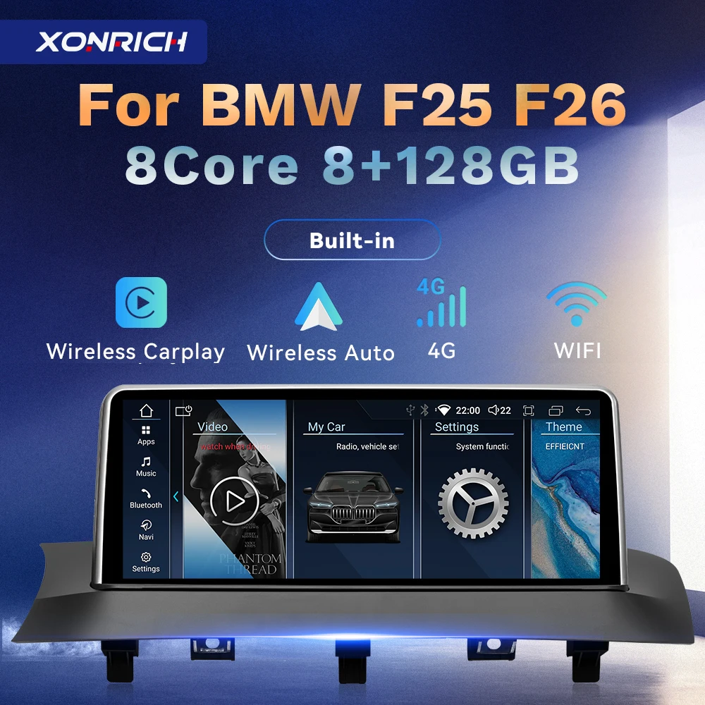 XONRICH Auto-Multimedia-Player für BMW X3 F25 X4 F26 CIC NBT Android 14 Wireless Carplay Android Auto GPS 4G Wifi DSP Stereo