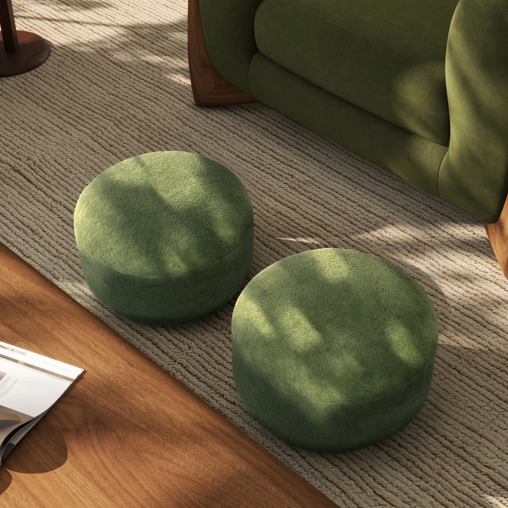 

Fuji 15" Mushroom Footstool Ottoman Moss Green Fleeced Teddy 2025