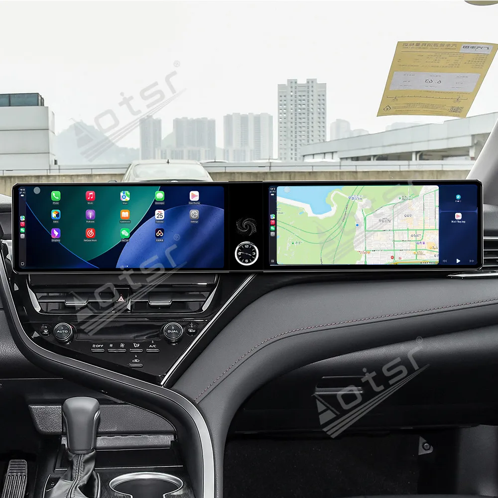 Dual 12.3 Inch Android 13 For Toyota Camry Right Angle 2019-2023 display Gps Navigation Carplay Car Radio HD Touch screen Stereo