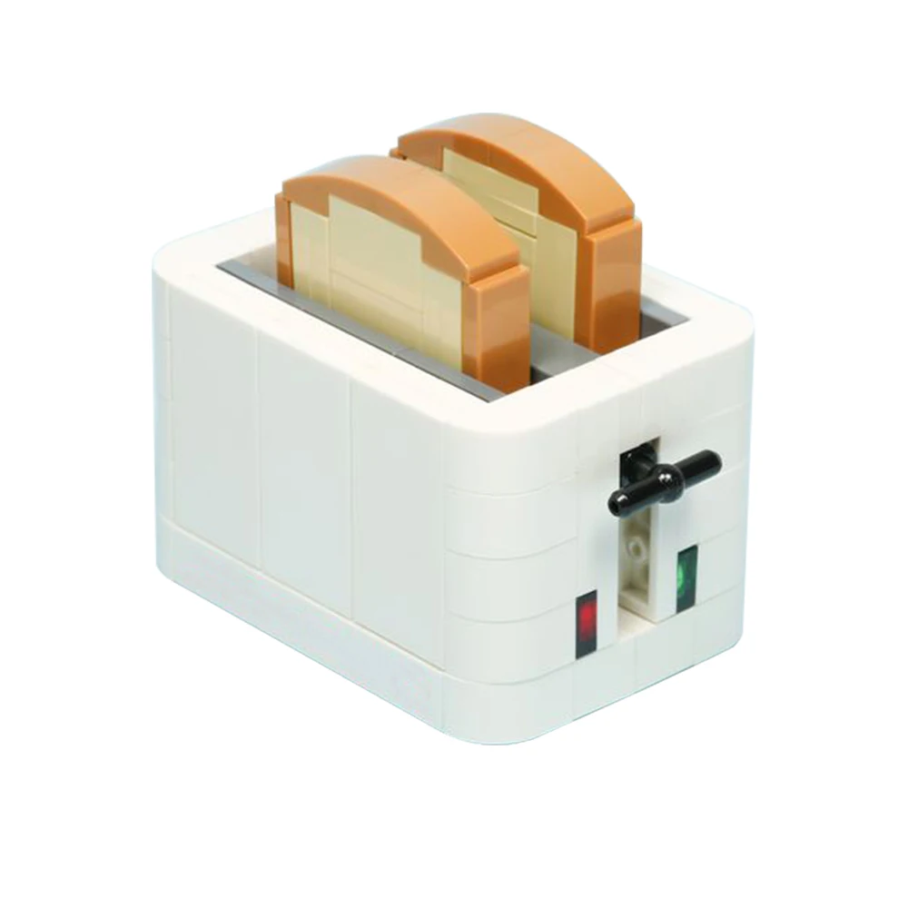 MOC Creativity Toaster Cake Dessert Kitchen Cooking Bricks Bread Maker Toaster Food Machine Building Block Kid Toy Birthday Gift