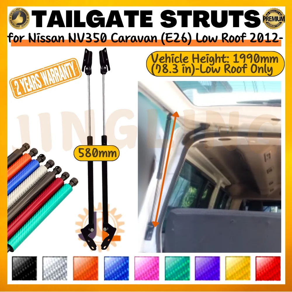 

Qty(2) Trunk Struts for Nissan NV350 Caravan (E26) Low Roof 2012-present 580MM Rear Tailgate Boot Lift Supports Gas Spring Shock
