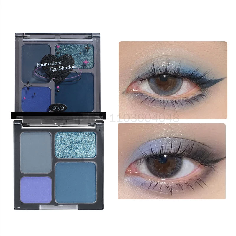 Smoky Makeup Eyeshadow Matte Glitte Cool Gray Black Blue Eye Shadows Palette Waterproof Dark Style Eye Pigments Pressed Powder