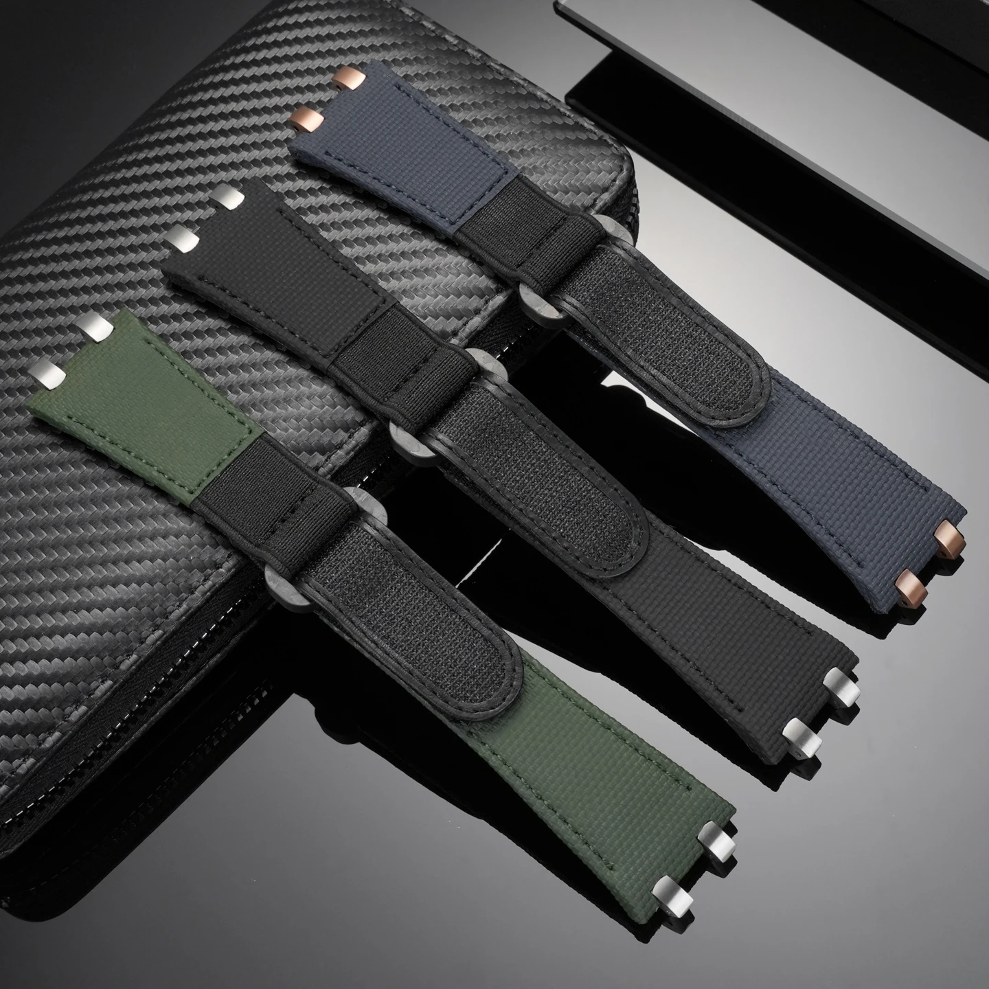 Customized fluorine rubber strap For AP Royal Oak Offshore AP15710 15703 26470 26420CE Nylon pattern Watchband Cowhide bottom