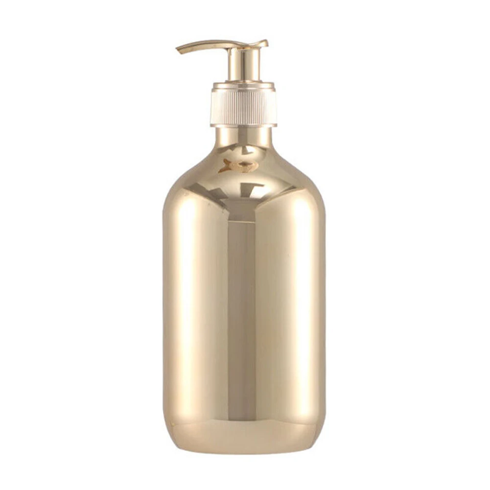 300ml Hand Soap Dispensers Gold Chrome Liquid Soap Bottles Round Dispens For Soap Shampoo Shower Lotion Hand Shampoo Bottles
