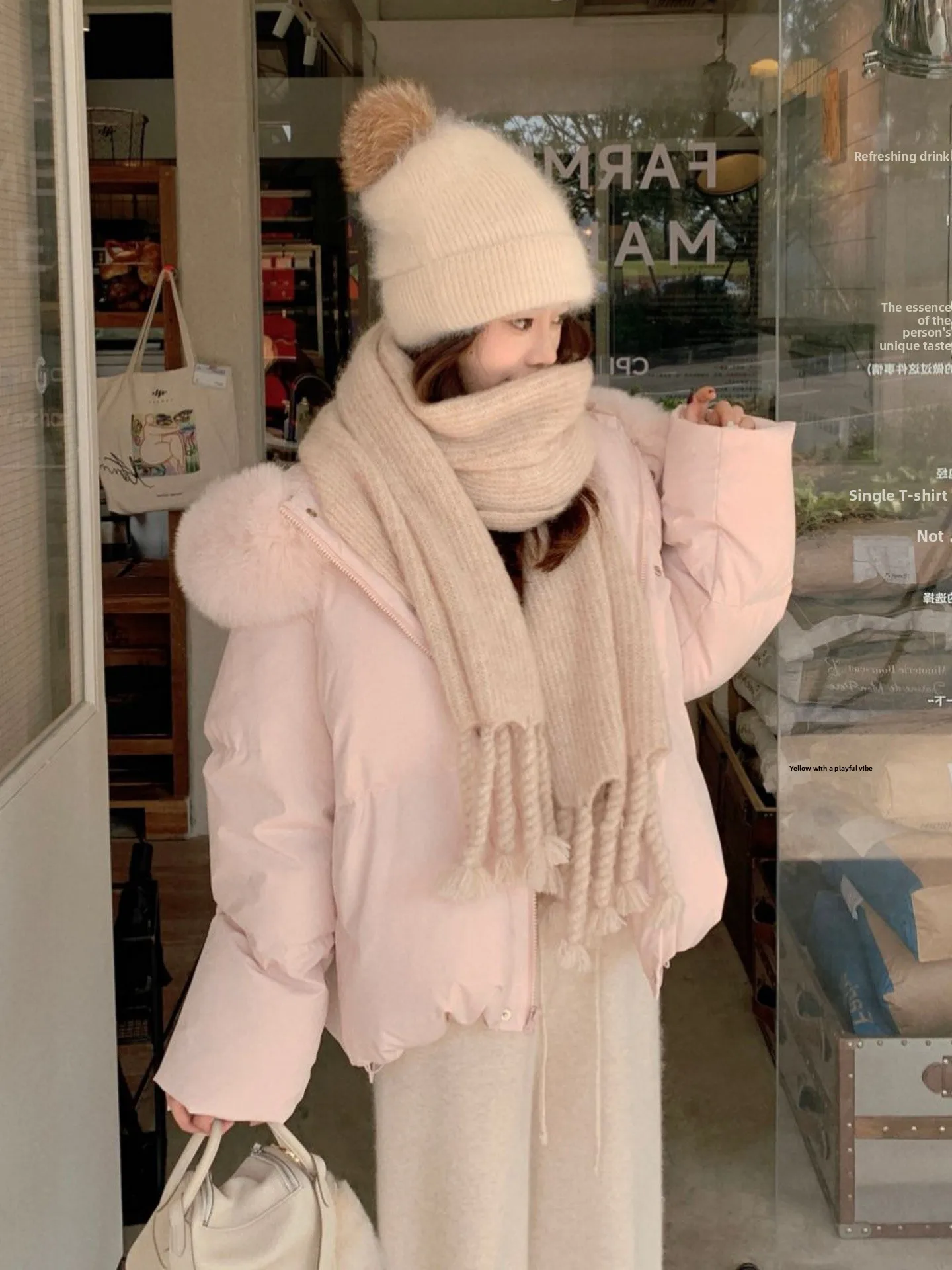 الوردي أسفل Jaet المرأة شتاء جديد 2025 النسخة الكورية فضفاضة ثي الدافئة كبيرة الفراء طوق الخبز Sle معطف المرأة Sle #3