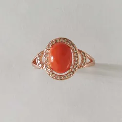 FS 7*9mm Natural Red Coral/Opal Fashion Ring for Women Real S925 Sterling Silver Fine Weddings Jewelry With Certificate MeiBaPJ