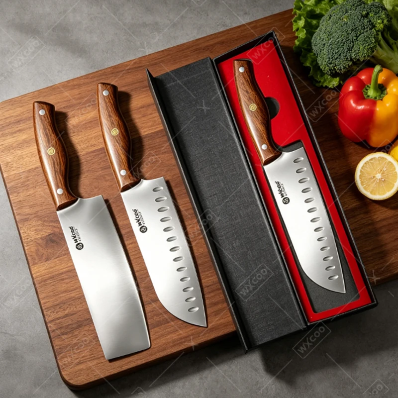 WXCOO Chef Knifes Stainless Steel Fish Slicing Boning Knife for Cut Fruit Vegetable Kitchen Knife Wood Handle with Gift Box