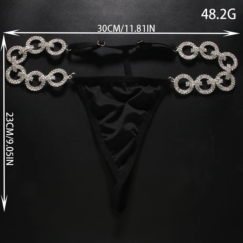 Fashion Geometric Briefs Panties Women Rhinestone Club Dance Sexy Bikini Jewelry Accessories Panty Crystal Body Chain Rave Gifts